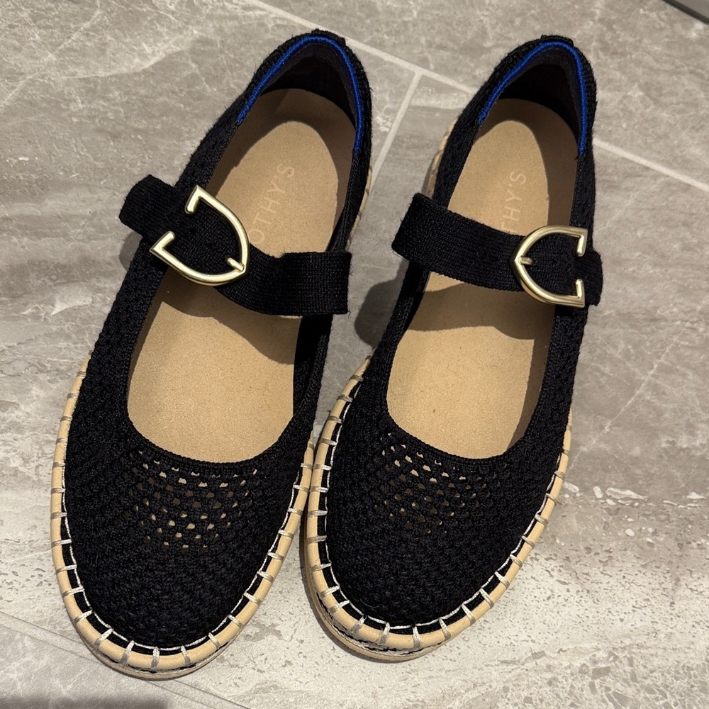 ROTHY’s Black Crochet Mary Jane Flats